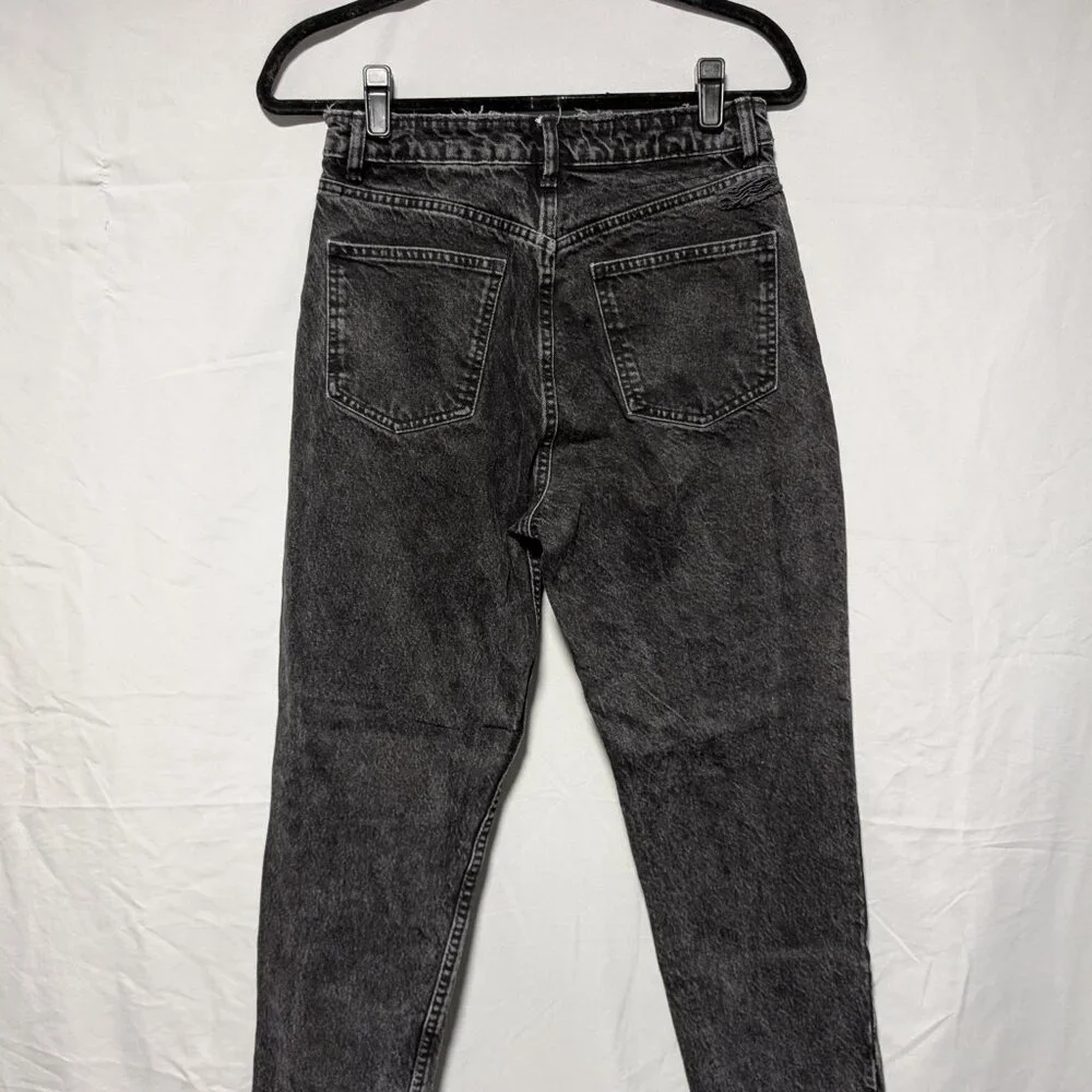 ZARA Women's VTG Style Black Acid Wash High Rise Mom Jeans Tapered Leg‎ Size 6